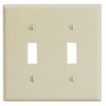 Leviton Toggle Switch Wall Plate, 2 Gang, Ivory 86009